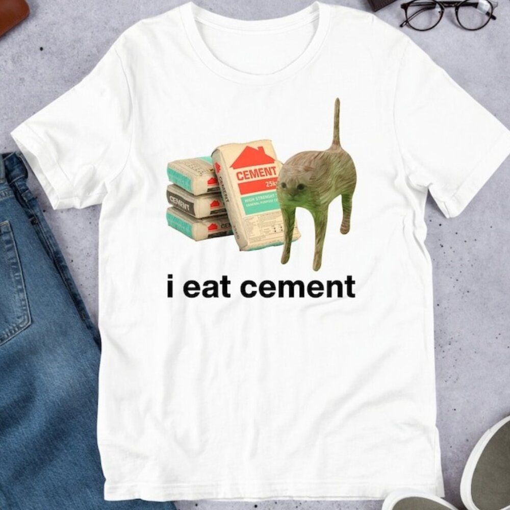 I Eat Cement Cursed Cat, Funny Meme Shirt